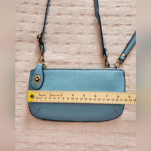NWOT Joy Susan Mini Crossbody Wristlet Clutch - Light Blue Vegan Leather - Picture 4 of 8